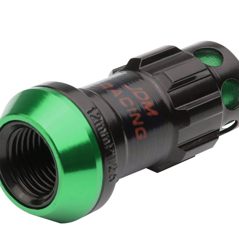 Green Accent/Black Body M12x1.25 Conical Close Tuner 16x Lug Nuts+4 Lock Nuts-Accessories-BuildFastCar