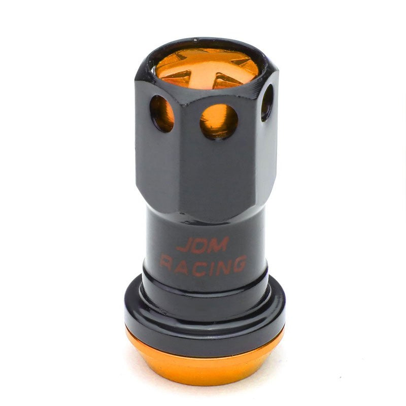Orange Accent/Black Body M12x1.25 Conical Close Tuner 16x Lug Nuts+4 Lock Nuts-Accessories-BuildFastCar