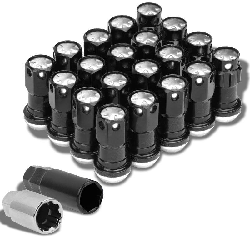Silver Accent/Black Body M12x1.25 Conical Close Tuner 16x Lug Nuts+4 Lock Nuts-Accessories-BuildFastCar