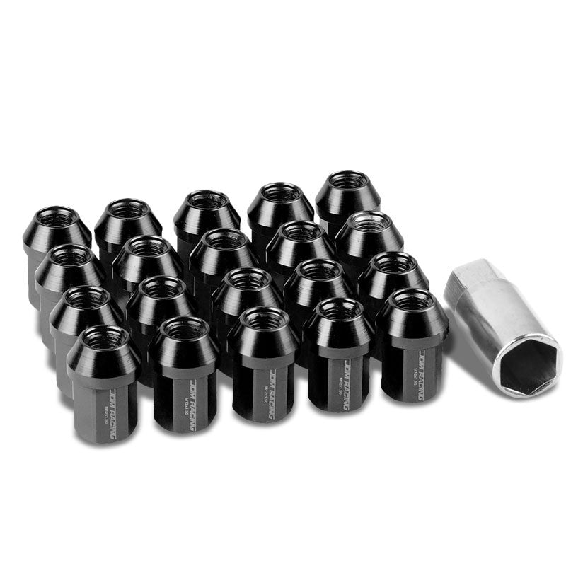 Black Aluminum M12x1.50 35MM Short Close End Acorn Tuner 20x Conical Lug Nuts-Accessories-BuildFastCar