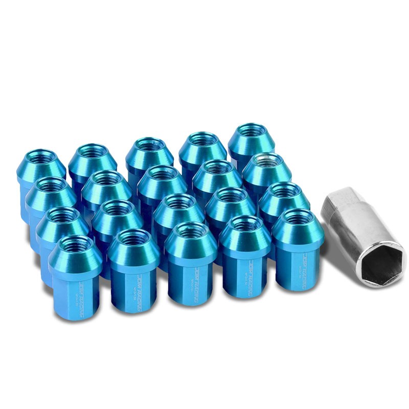 Light Blue Aluminum M12x1.50 35MM Short Close Acorn Tuner 20x Conical Lug Nuts-Accessories-BuildFastCar