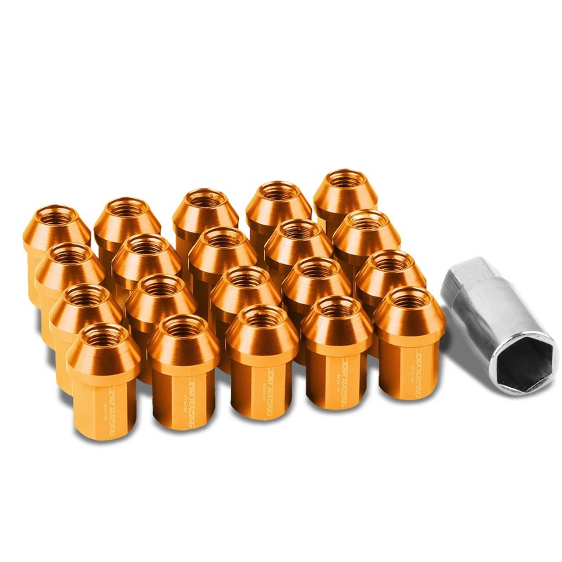 Orange Aluminum M12x1.50 35MM Short Close End Acorn Tuner 20x Conical Lug Nuts-Accessories-BuildFastCar
