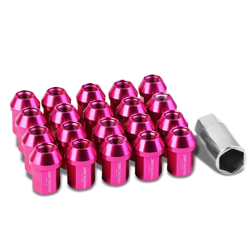 Pink Aluminum M12x1.50 35MM Short Close End Acorn Tuner 20x Conical Lug Nuts-Accessories-BuildFastCar