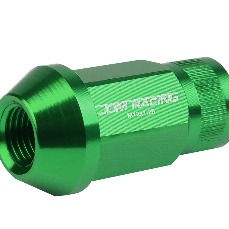 Green Aluminum M12x1.25 Conical Open Rim Acorn Tuner 16x Lug Nuts+4 Lock Nuts-Accessories-BuildFastCar