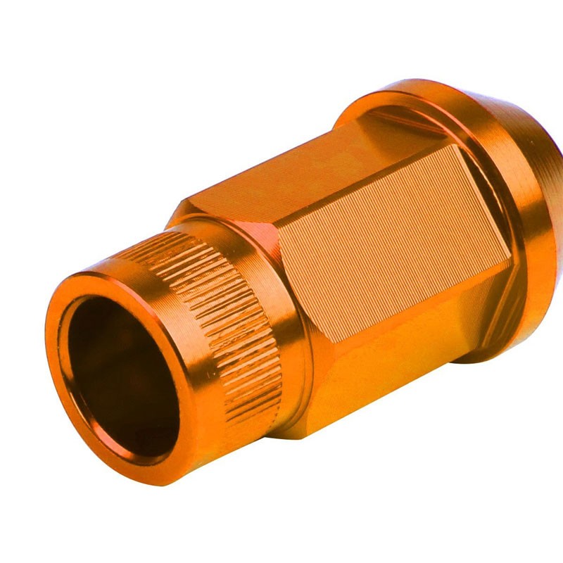Orange Aluminum M12x1.25 Conical Open Rim Acorn Tuner 16x Lug Nuts+4 Lock Nuts-Accessories-BuildFastCar