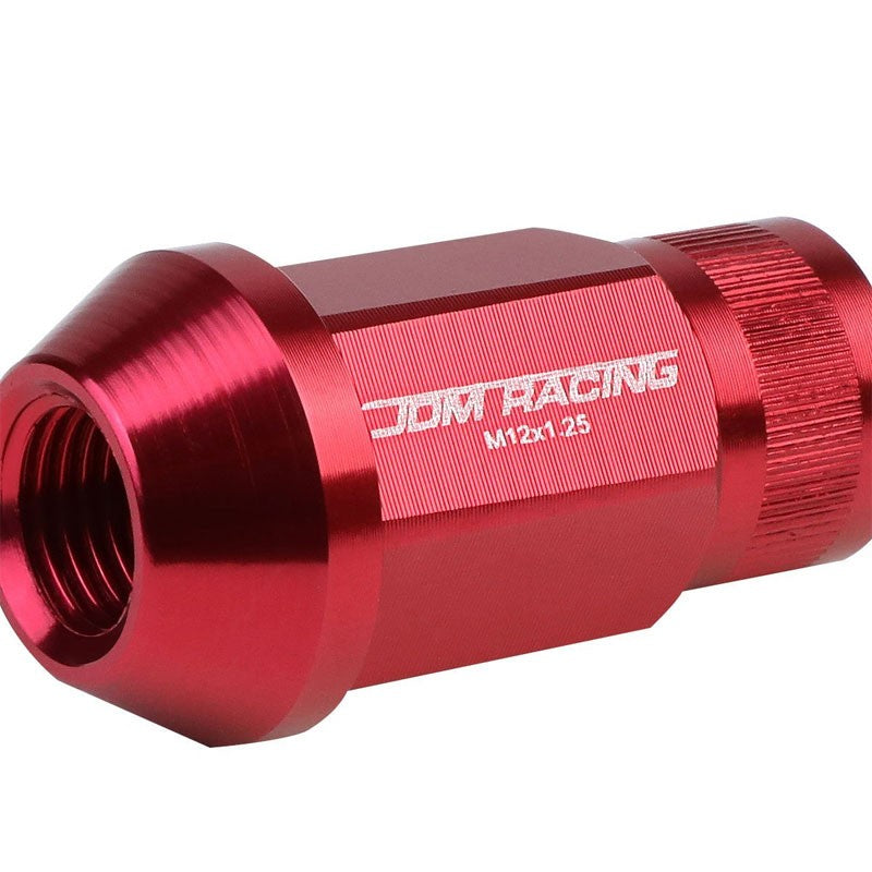 Red Aluminum M12x1.25 Conical Open Rim Acorn Tuner 16x Lug Nuts+4 Lock Nuts-Accessories-BuildFastCar