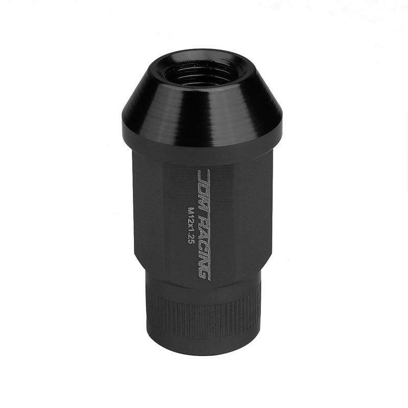 Black Aluminum M12x1.50 Conical Open Rim Acorn Tuner 16x Lug Nuts+4 Lock Nuts-Accessories-BuildFastCar