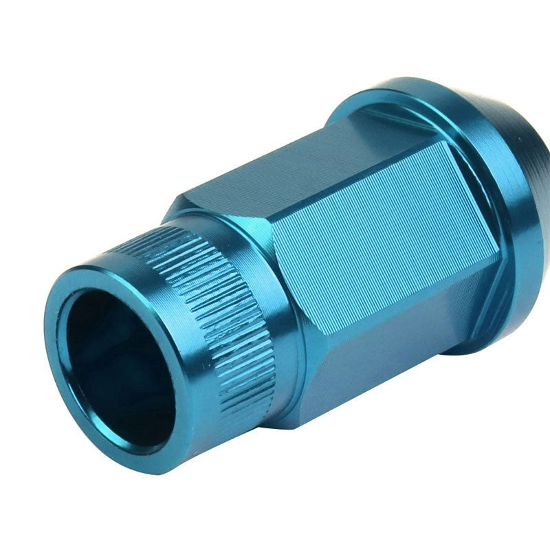 Light Blue Aluminum M12x1.50 Open Rim End Acorn Tuner 16x Lug Nuts+4 Lock Nuts-Accessories-BuildFastCar
