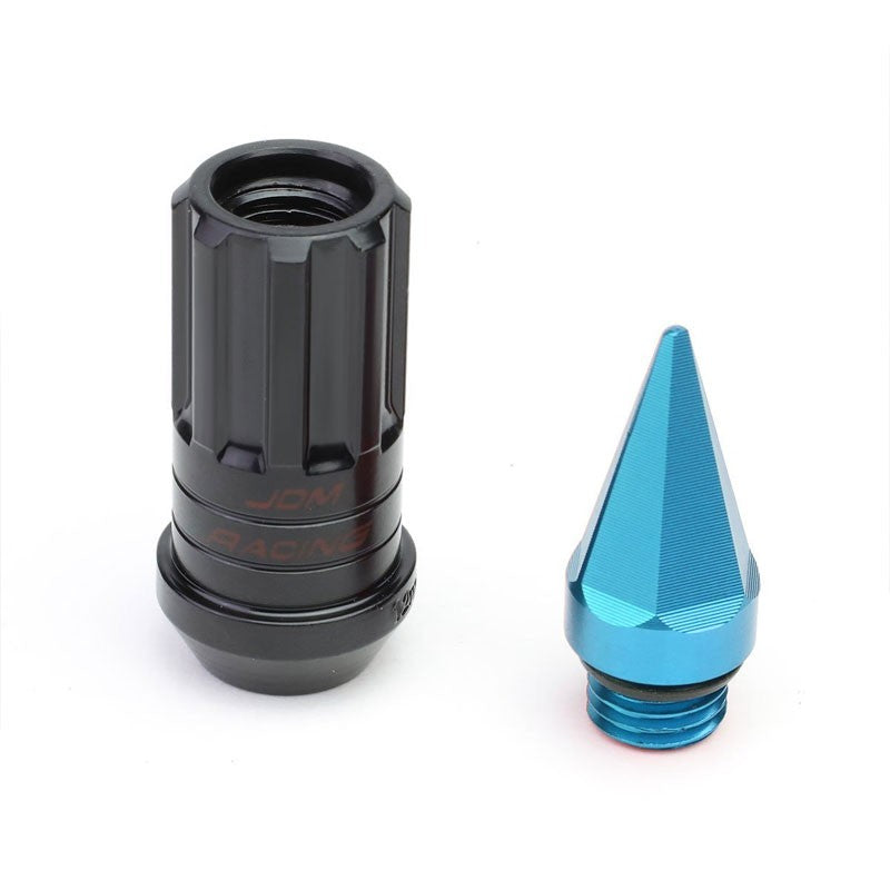 Light Blue M12x1.5 Open/Close Acorn Lock+Hex Spike Cap 16x Lug Nuts+4 Lock Nuts-Accessories-BuildFastCar