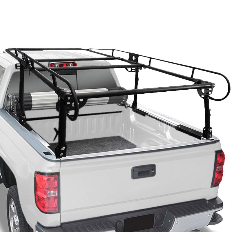 Universal Black Adjust Pickup Truck Bed Ladder Rack Quad Utility Bar 132" x 57"-Exterior-BuildFastCar