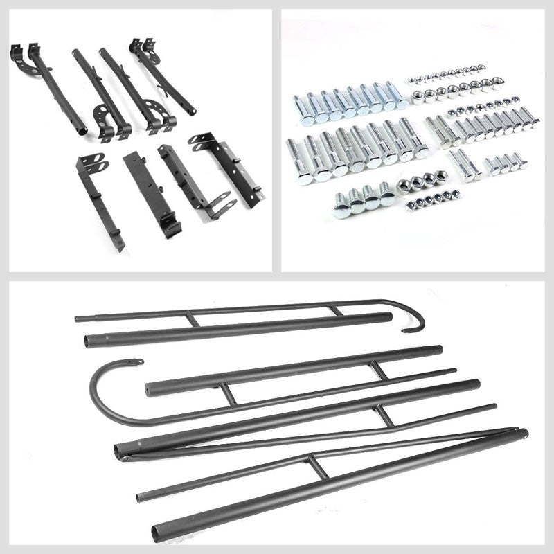 Universal Black Adjust Pickup Truck Bed Ladder Rack Quad Utility Bar 132" x 57"-Exterior-BuildFastCar