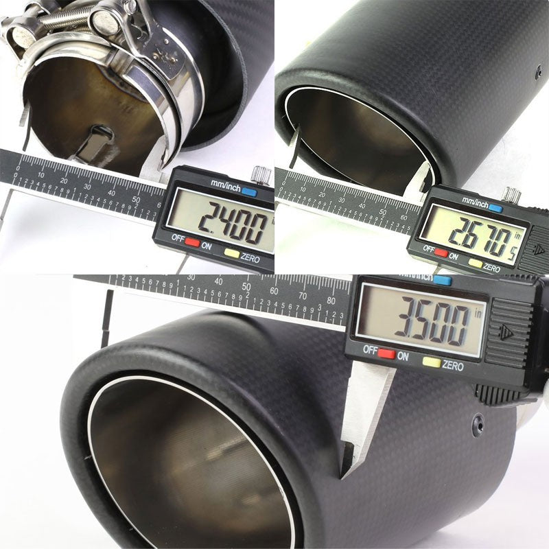BFC-MUFT-CB-TY02 2.5"Pipe/2.75"Tip/3.5"OD Clamp-On Carbon Filber Pattern Exhaust Muffler End Tip