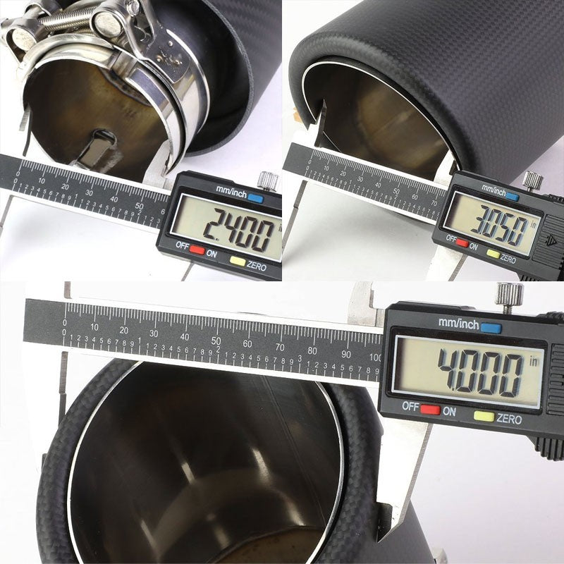 BFC-MUFT-CB-TY04 2.5"Pipe/3.125"Tip/4"OD Clamp-On Carbon Filber Pattern Exhaust Muffler End Tip