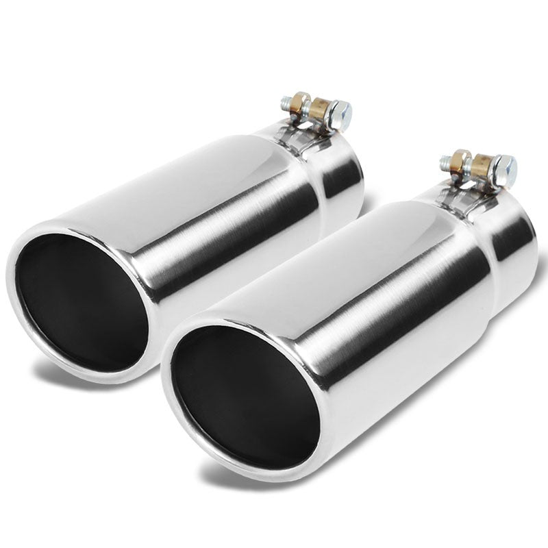 2PCs 3" Inlet Stainless Steel Round Rolled Exhaust Muffler Tip 10.25"L/3.5" Tip-Exhaust Parts-BuildFastCar
