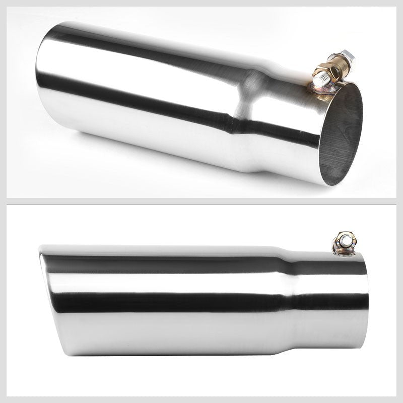 3" Inlet Stainless Steel Round Cut Rolled Exhaust Muffler Tip 10.25"L/3.5" Tip-Exhaust Parts-BuildFastCar