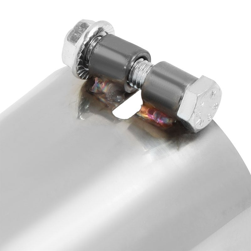 3" Inlet Stainless Steel Round Cut Rolled Exhaust Muffler Tip 11.75"L/3.5" Tip-Exhaust Parts-BuildFastCar