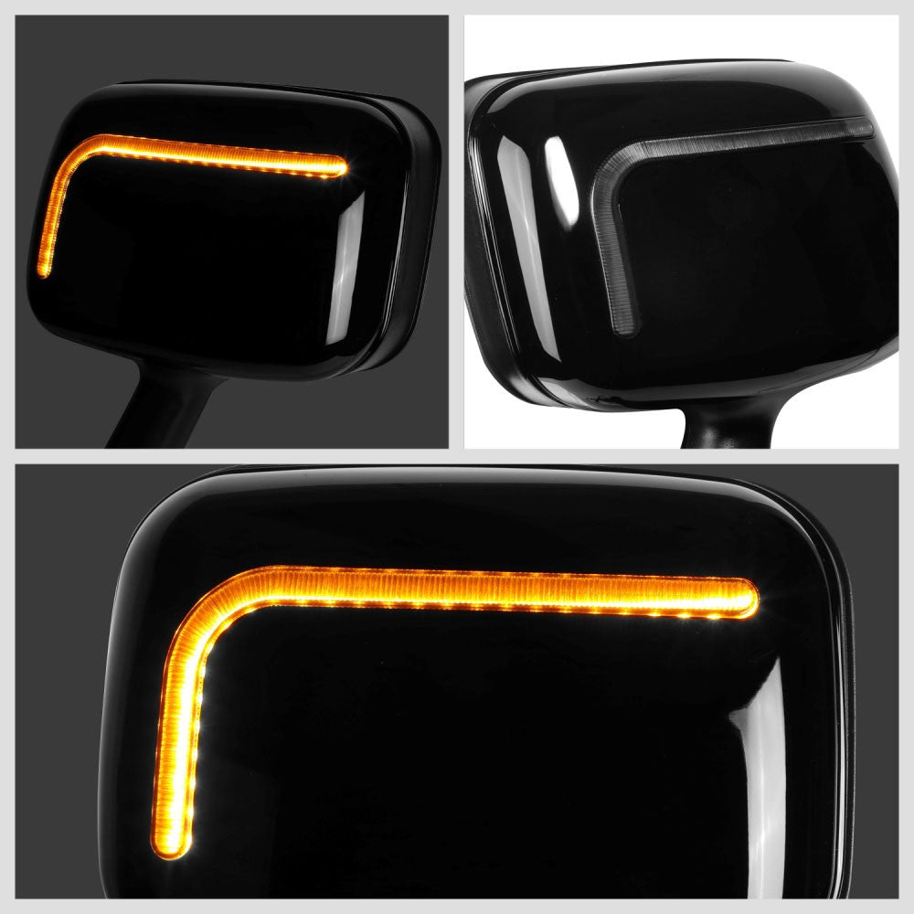 Black 12V L-Pattern LED Turn Signal Side View Mirror 08-17 Cascadia BFC-SVMIR-HY-006-BK