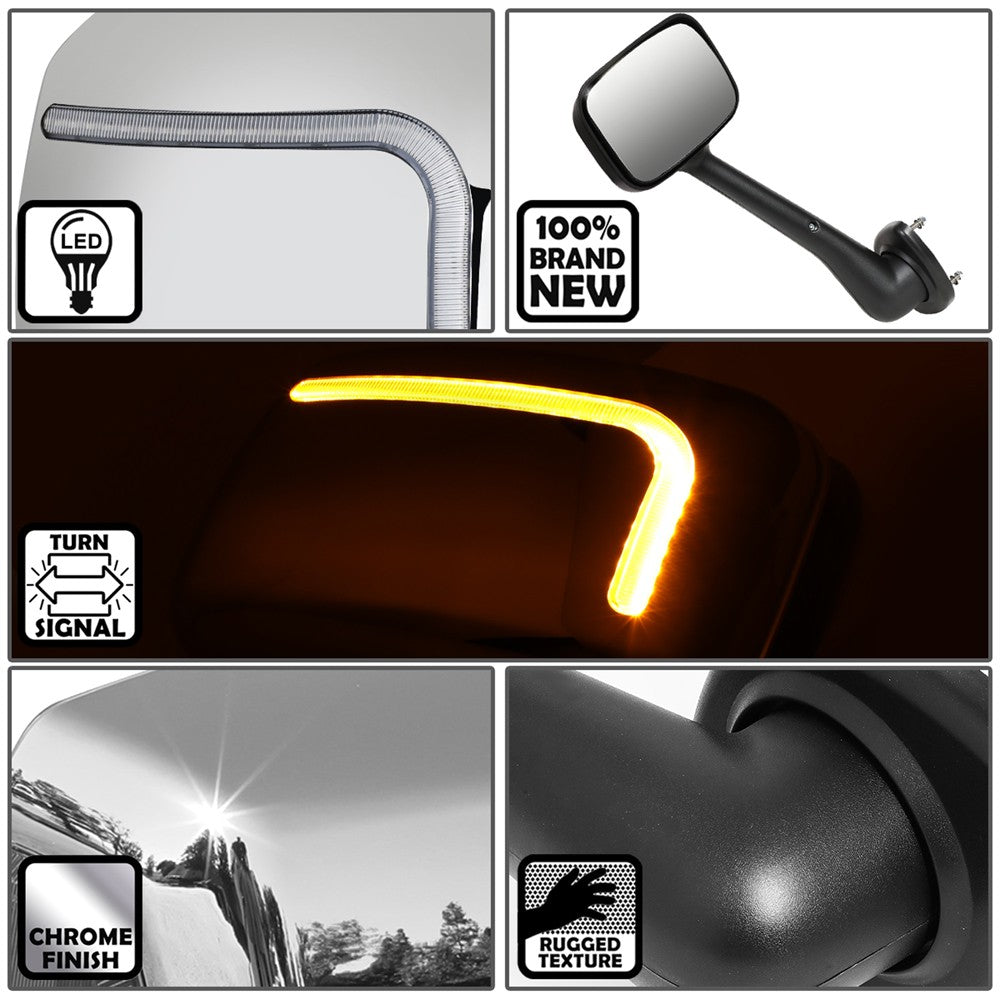 Chrome 12V L-Pattern LED Turn Signal Side View Mirror 08-17 Cascadia BFC-SVMIR-HY-006-CH