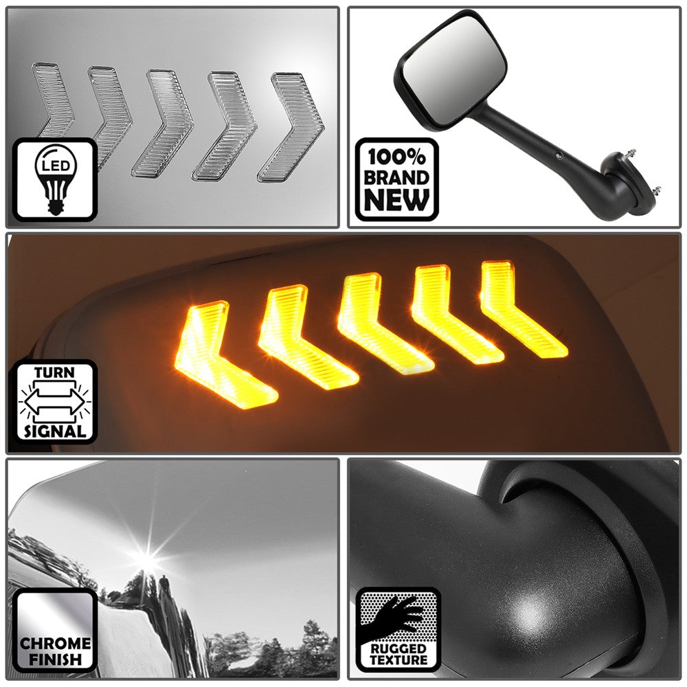 Chrome 12V 5-Arrow LED Turn Signal Side View Mirror 08-17 Cascadia BFC-SVMIR-HY-007-CH