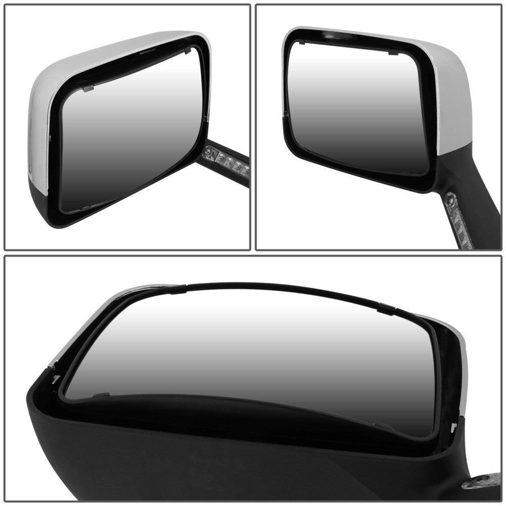 Sequential 4-Arrow LED Signal Chrome Side View Mirror 18+ Harvester BFC-SVMIR-HY-015-CH