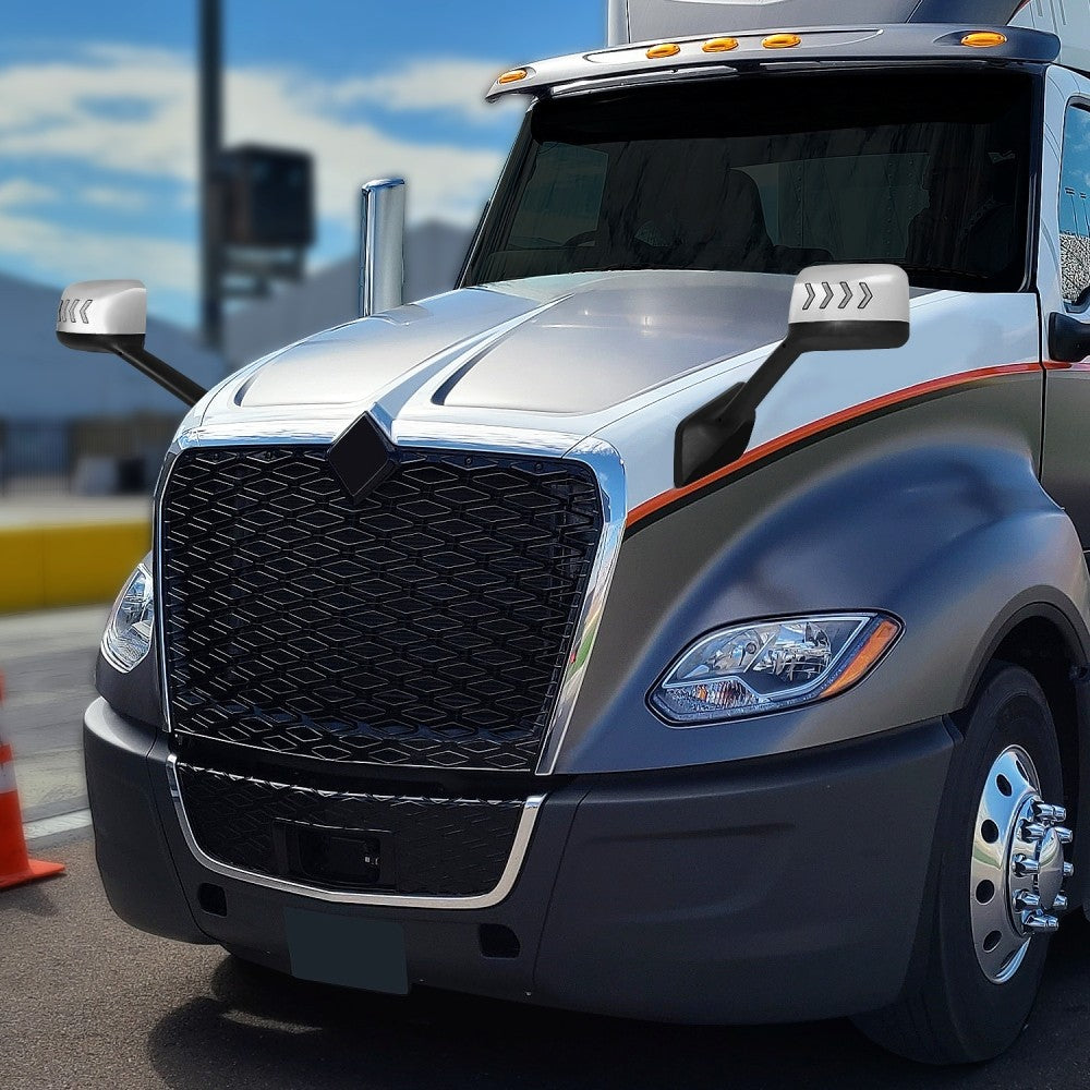 Sequential 4-Arrow LED Signal Chrome Side View Mirror 18+ Harvester BFC-SVMIR-HY-015-CH