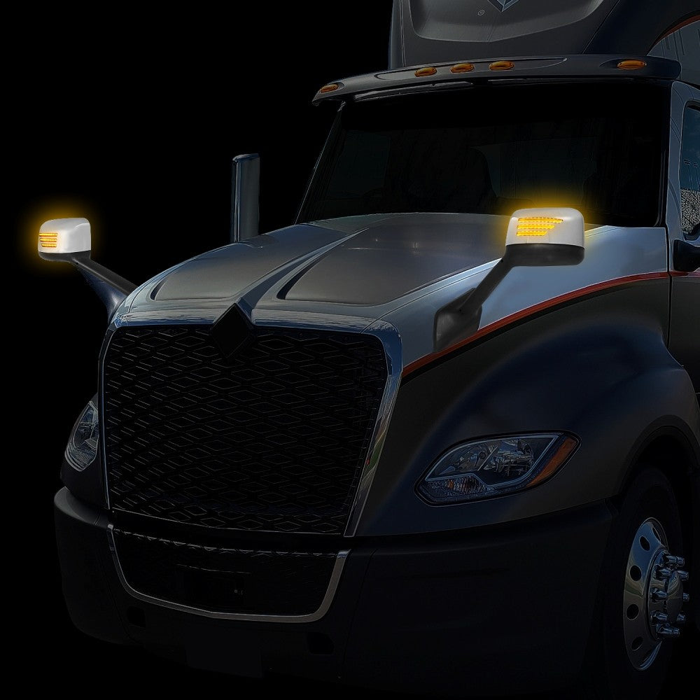 Sequential 3-Strip LED Signal Chrome Side View Mirror 18+ Harvester BFC-SVMIR-HY-016-CH