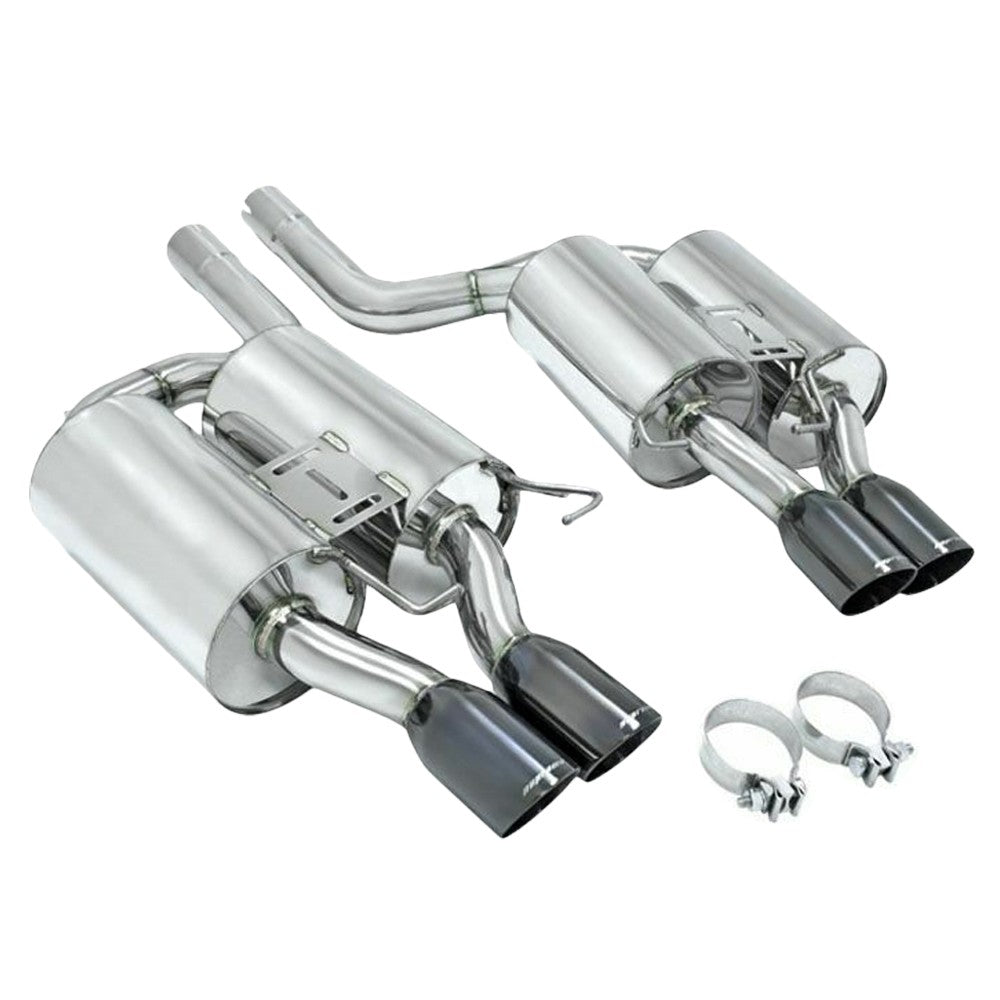 Megan 3" Pipe 3.5" Quad Burnt Roll Tips Axleback Exhaust 06-10 M5 E60 MR-ABE-BE60M5-BC-L+R