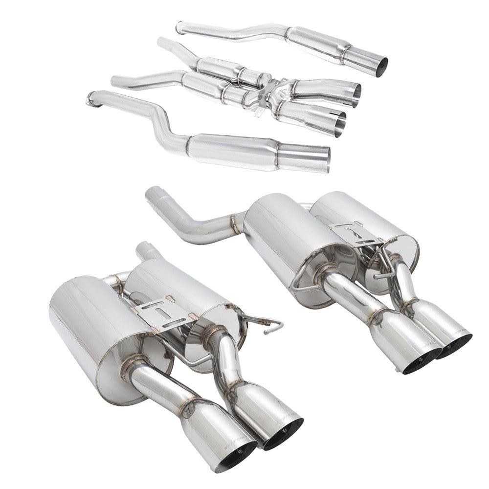 Megan 3.5" Quad Roll Tips Axleback Kit + Mid-Pipe Exhaust 06-10 M5 E60 MR-ABE-BE60M5-L+R+MIDPIPE