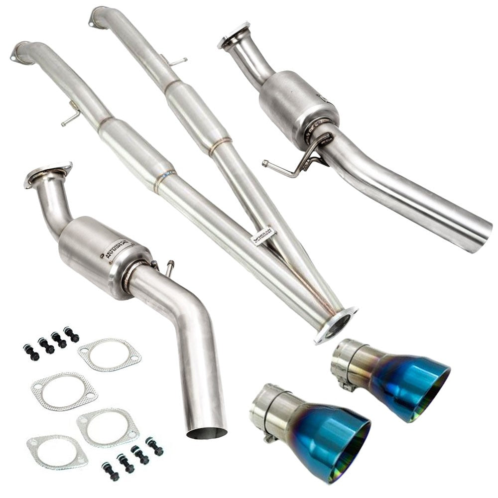 Megan Exhaust Catback System & Midpipe w/Burnt Blue Tips For 16-20 Infiniti Q50