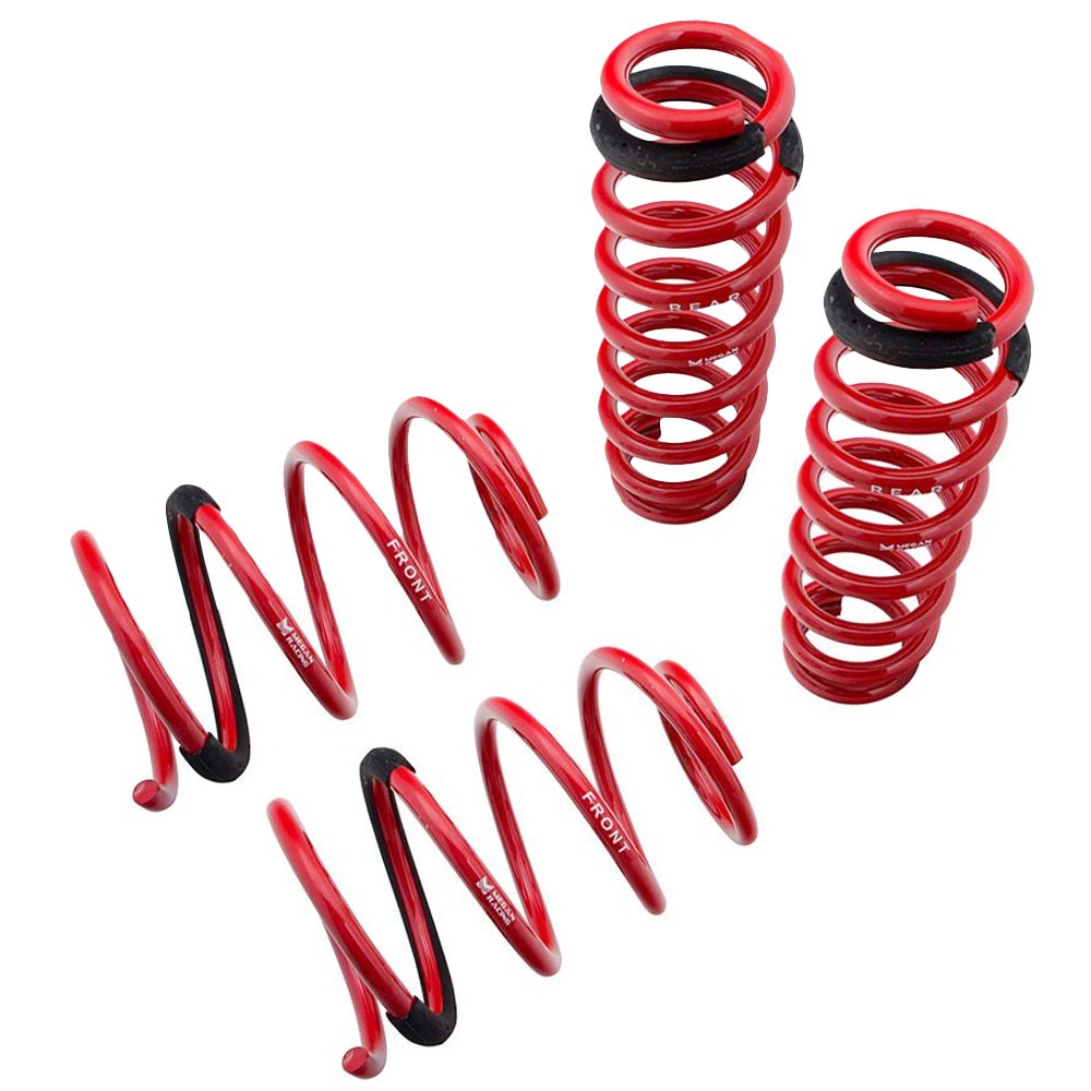 Megan Racing Front Rear Steel Red Euro-Version Lowering Springs Kit For 06-11 BMW E90 Sedan RWD