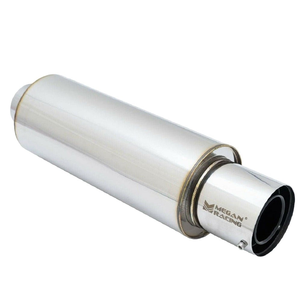 Megan Racing MR-MU-N1 M-N1 Turbo Muffler Silver Chrome Tip Silencer MR-MU-N1