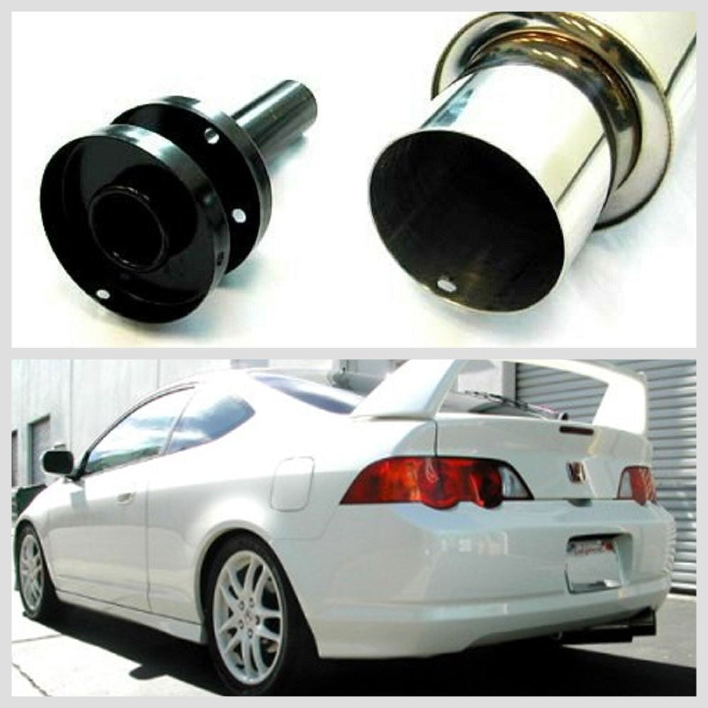 Megan MR-MU-N1 Metallic M-N1 Turbo Weld-on Muffler Silver Chrome w/Silencer