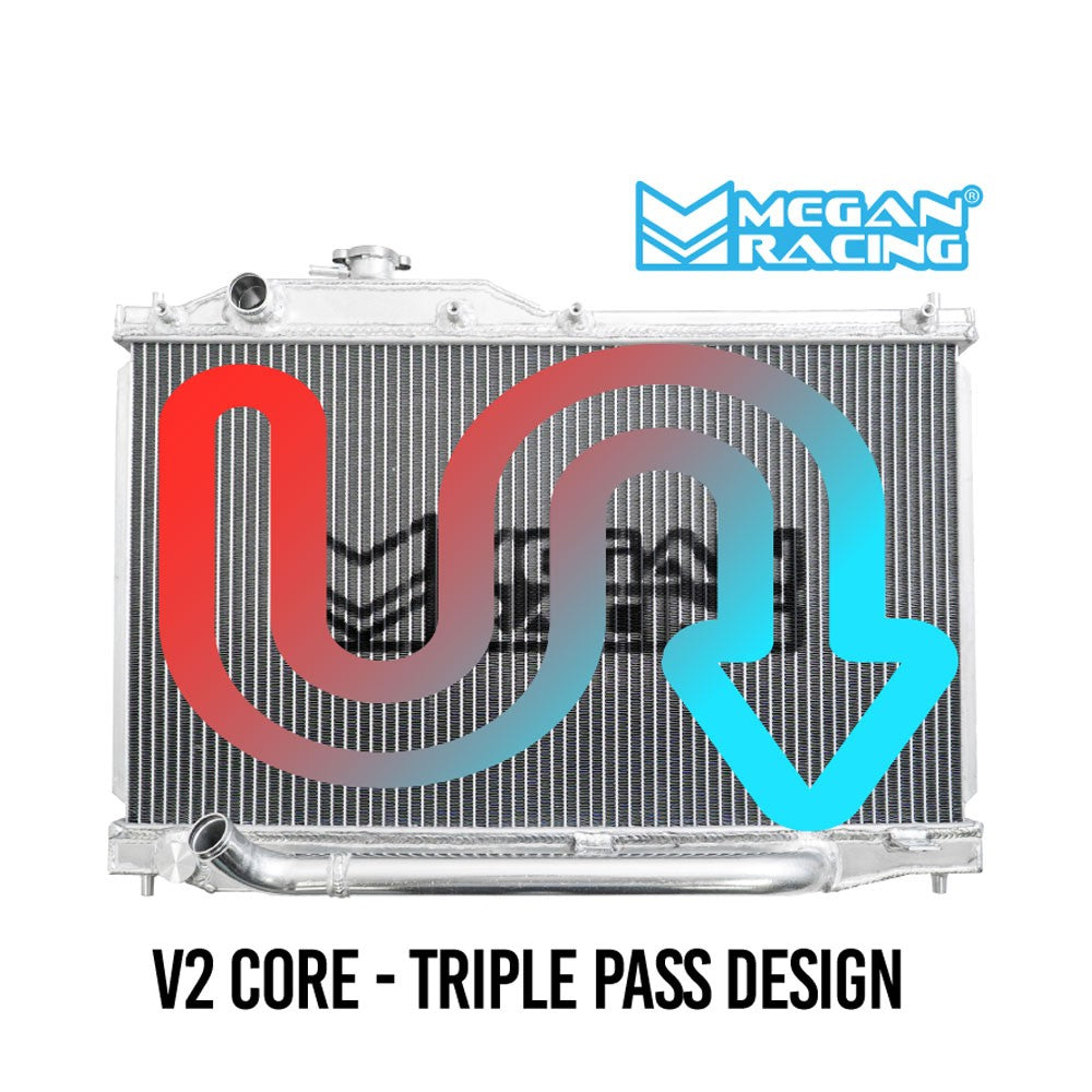 Megan Performance Aluminum "Triple Pass" Radiator w/Cap For 00-09 S2000 AP1 AP2