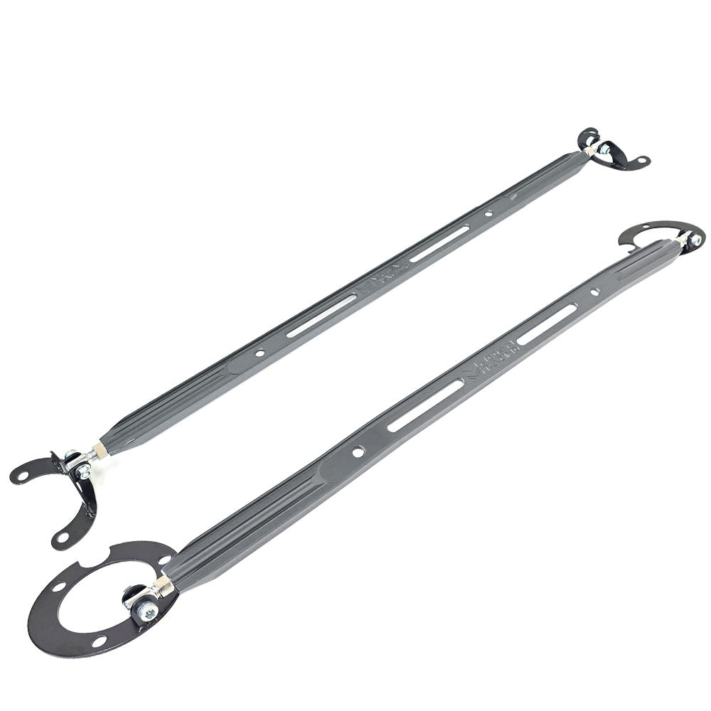 Megan Racing Gunmetal Front&Rear Upper Strut Tower Brace Bar For 95-99 Eclipse