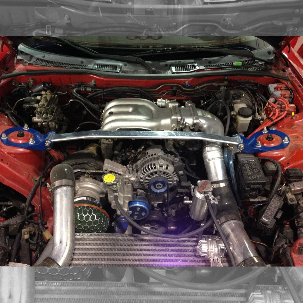 Megan Upper + Rear Upper Aluminum Race Spec Strut Bar Tower Brace For 93-02 Mazda RX-7 FD FD3S