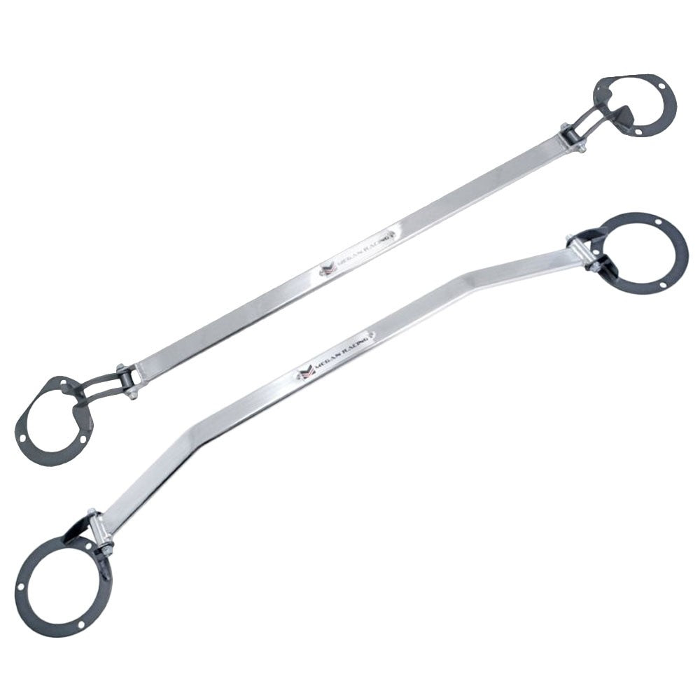 Megan Front+Rear Upper Polish Race Tower Brace Race Strut Bar For 02-07 WRX STI-Strut Bar & Parts-BuildFastCar