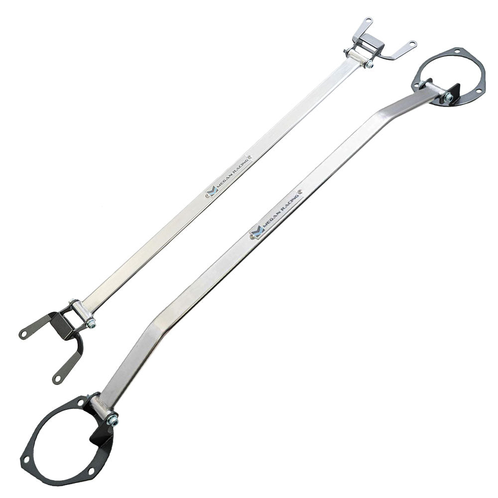 Megan Polish Front V2 & Rear Upper (Concealed) Strut Tower Brace Bar For 15-21 Subaru WRX / WRX STI (VA)