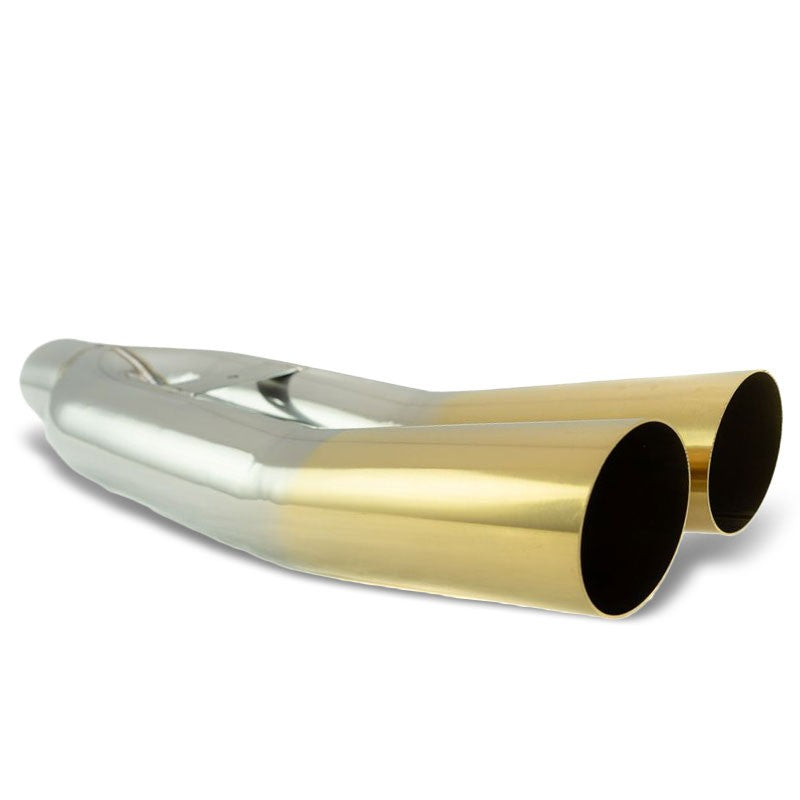 Megan 3" Dual Pipe Angled Cut Burnt Gold Universal VIP Blast Exhaust Muffler Tip-Exhaust Parts-BuildFastCar