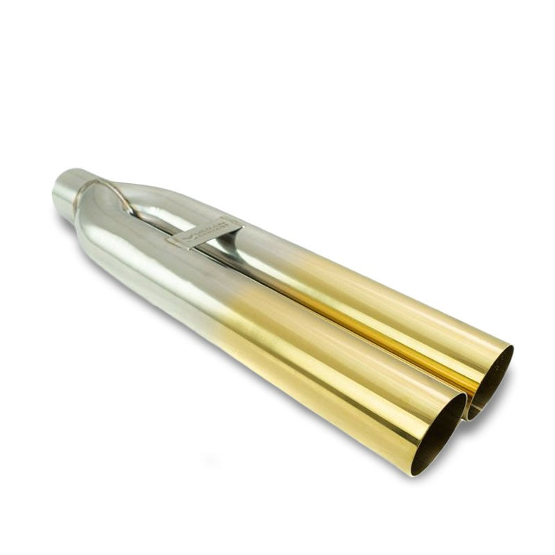 Megan 3" Dual Pipe Straight Burnt Gold Universal VIP Blast Exhaust Muffler Tip-Exhaust Parts-BuildFastCar