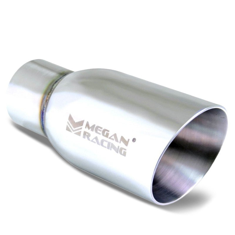 Megan 3.5" Rolled 2.5" Inlet Round Slanted Universal Muffler Tip-Exhaust Parts-BuildFastCar