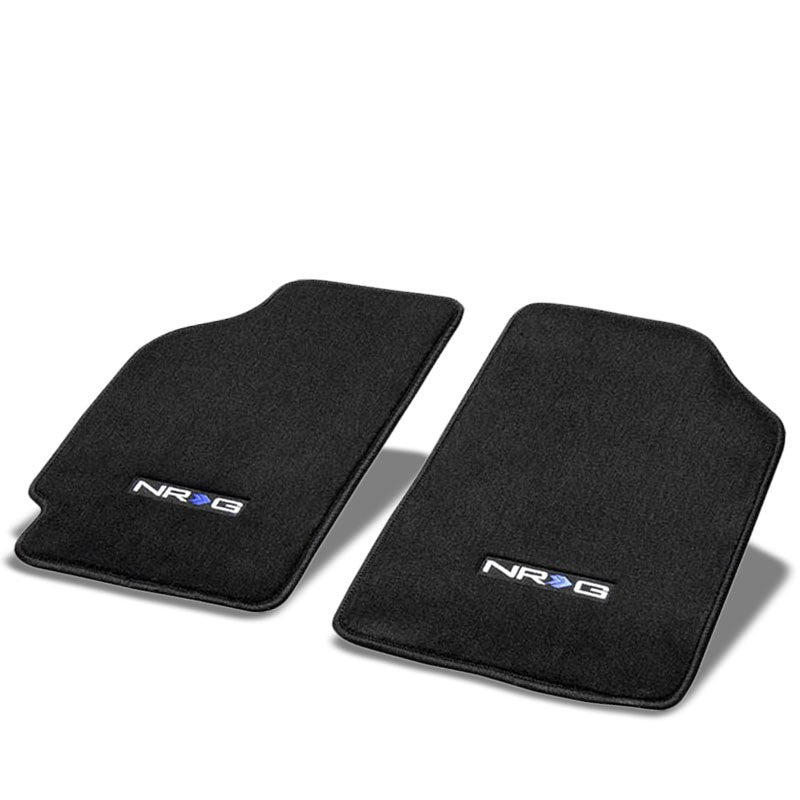 NRG Innovations Logo Front Black Floor Mats Carpet Pads Rug For 88-91 Civic/CRX-Pedals & Pads-BuildFastCar