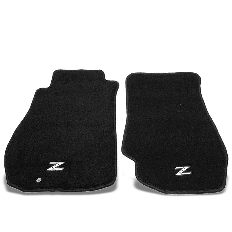 NRG Innovations Z Logo Front Black Floor Mats Carpet Pads For 03-09 Nissan 350Z-Pedals & Pads-BuildFastCar