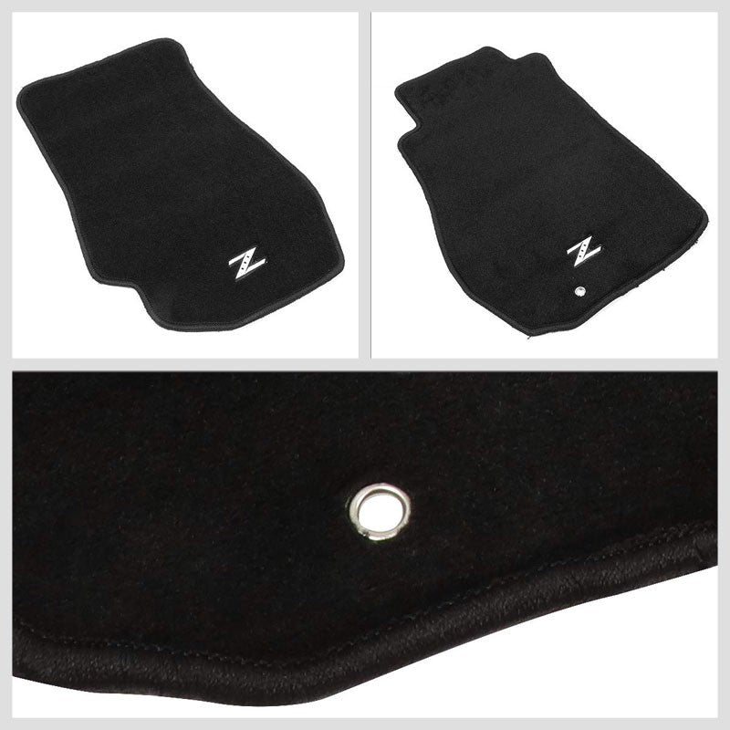 NRG Innovations Z Logo Front Black Floor Mats Carpet Pads For 03-09 Nissan 350Z-Pedals & Pads-BuildFastCar