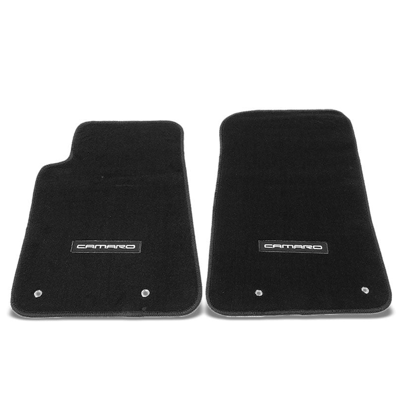 NRG Innovations Camaro Logo Front Black Floor Mats Carpet Pads For 10-15 Camaro-Pedals & Pads-BuildFastCar