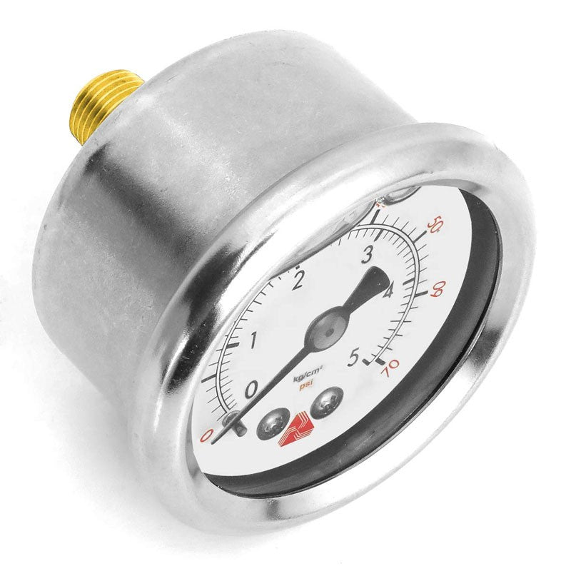 NRG Stainless Steel FRG-110G Liquid Oil Filled 70 PSI Fuel Pressure White Gauge-Fuel Systems-BuildFastCar-BFC-NRG-FRG-110G