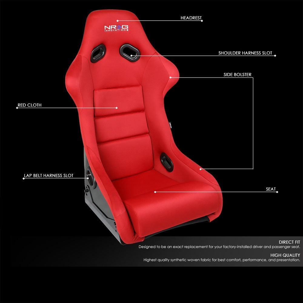 NRG FRP-300RD Fixed Position Bucket Racing Seat w/Bottom Mount Red NRG-FRP-300RD