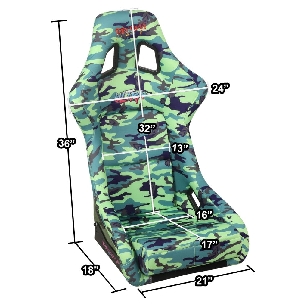 NRG FRP-302-GIJ Prisma Fixed Back Bucket Racing Seat Green NRG-FRP-302-GIJ