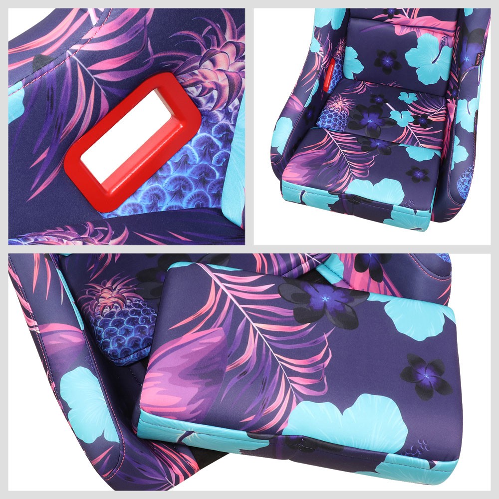 NRG FRP-302-PINA PRISMA Fixed Back Bucket Racing Seat Invert Tropical Print NRG-FRP-302-PINA