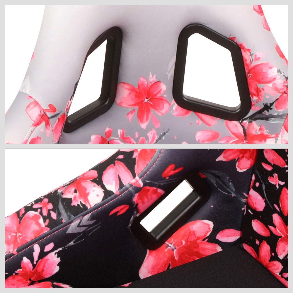 NRG FRP-302-SAKURA Prisma Fixed Back Bucket Racing Seat Black, Pink NRG-FRP-302-SAKURA