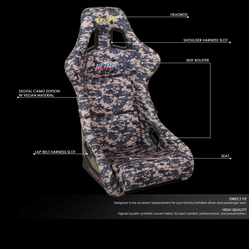 NRG FRP-302-STORM Prisma Fixed Back Bucket Racing Seat Grey NRG-FRP-302-STORM